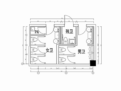 酒店公共卫生间室内 施工图