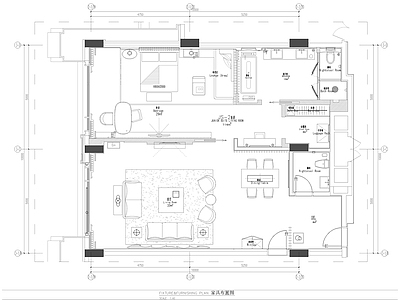 现代酒店客房套房室内 施工图
