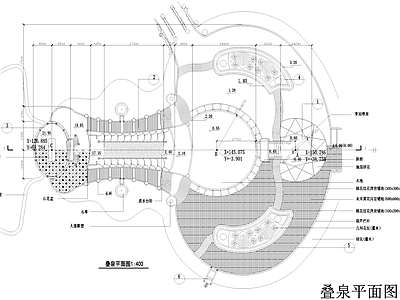 叠水跌水水池景观水景平面图