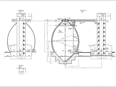 某污水处理厂泥区蛋形消化池及配套构筑物建筑 施工图 工业建筑