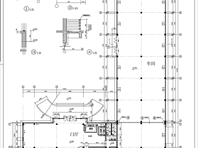 生产车间办公楼建筑 施工图 工业建筑