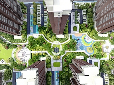 现代小区景观 住宅