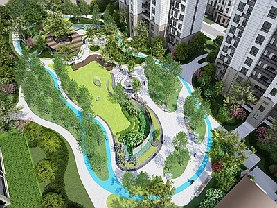 现代住宅大区景观 住宅