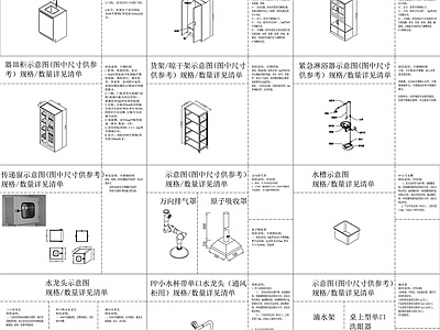 实验室家具设备 材料表 技术参数