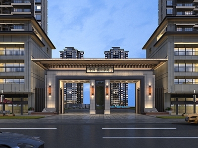 新中式入口大门 小区入口
