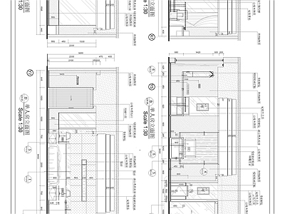 标准单人房立面详图 施工图