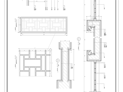 室内格栅花窗安装详图节点图