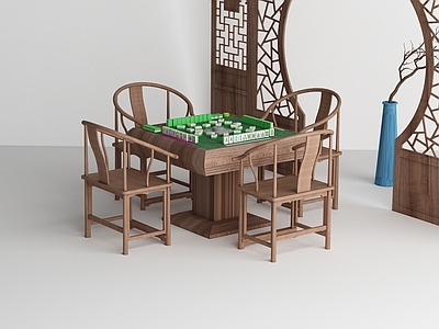 中式麻将桌椅组合 棋牌桌