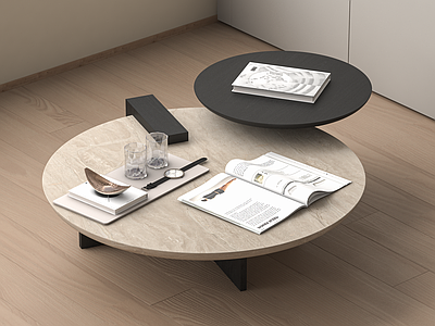 现代茶几 圆形 子母形 大理石茶几 圆茶几