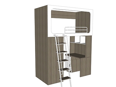 现代上下床 公寓床 上床下桌 实木多功能双层床