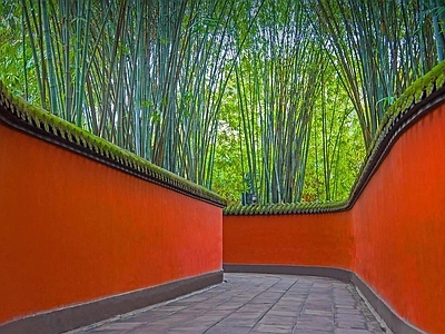 红墙外景寺庙