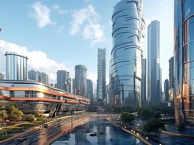 高楼大厦街道外景