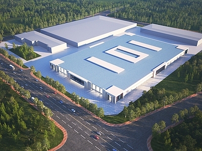 现代厂房仓库建筑鸟瞰