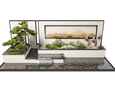 新中式水景墙 山水景墙