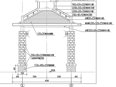 亭子观鱼赏鱼景观 施工图
