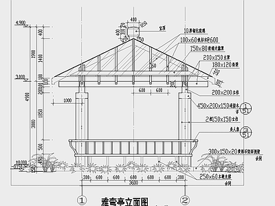 杉木亭子玻璃顶景观 施工图