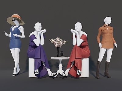 服装店模特 人物模特 女士模特 服装 短裙 连衣裙