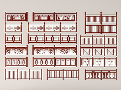 中式护栏 栏杆 围栏 护栏围栏 木栏杆 扶手 栏杆扶手