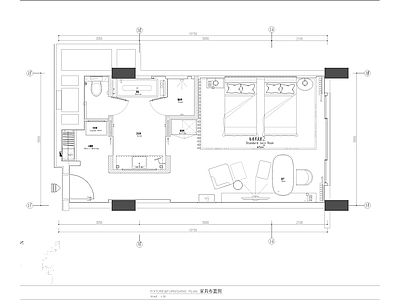 标准双床房室内 施工图 客房