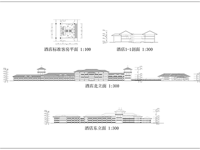 现代公园酒店平立面方案图