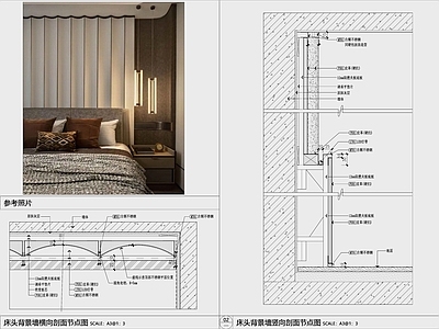床头背景墙节点 节点详图