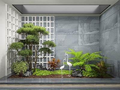 现代景观造景 植物组合 植物堆 天井 小品