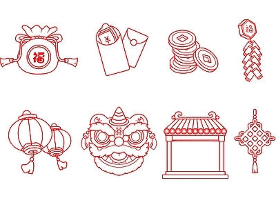 新年元素图库 平面图块