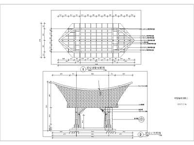特色船型亭子详图 施工图