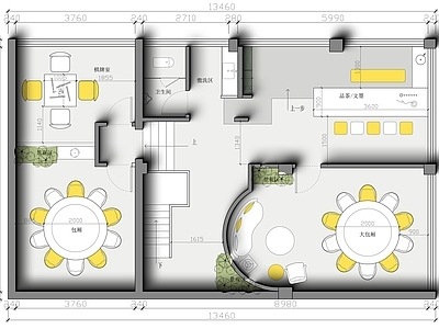 茶吧棋牌室展厅空间平面图