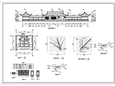 仿古建筑仿古连廊售票厅建筑结构水电施工图