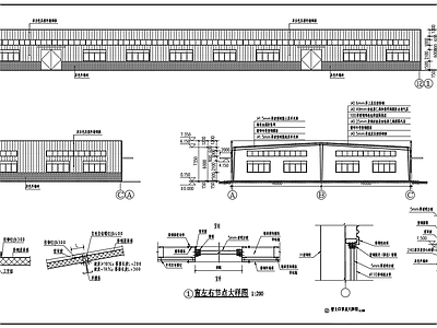 单层双跨门式刚架厂房车间建筑 施工图 工业建筑 产业园建筑
