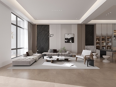 现代loft客餐厅 沙发 圆 茶桌