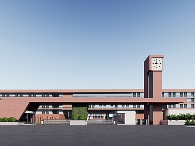 现代学校入口门楼