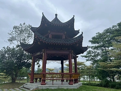 六角亭子建筑 施工图 效果图