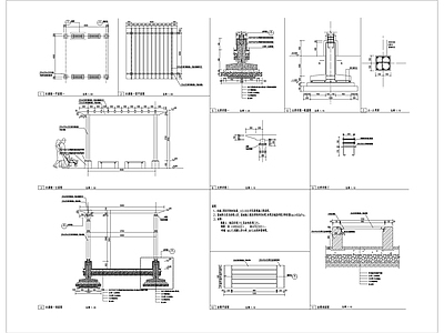 方形廊架坐凳节点 施工图