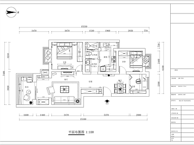 新中式平层室内 施工图