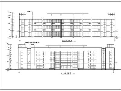 回型3层现代风格办公楼建筑 施工图