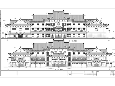 镇江三层仿古商办楼建筑 施工图