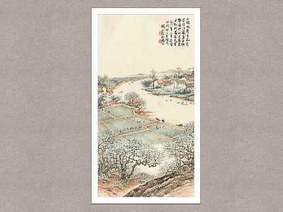 中式装饰画 山明水秀 钱松岩 山水画 墙饰画