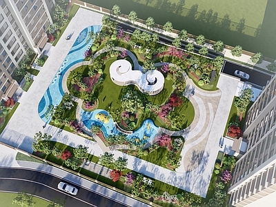 现代小区景观 儿童乐园 会客厅 住宅景观