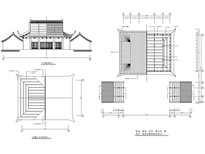中式建筑财神殿古建筑 施工图