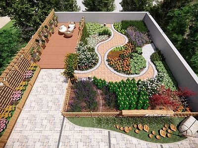 现代幼儿园屋顶种植区 屋顶花园 屋顶休闲平台