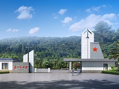 军区入口大门造型 保安亭 卫室