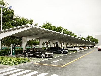 遮阳棚 车棚 新能源充电桩 新能源车 钢架车棚 玻璃遮阳棚