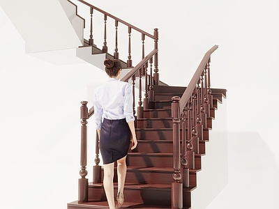 新中式楼梯 木材 室内 石材