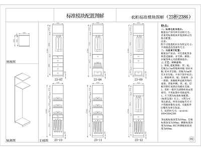 标准衣柜模块节点 施工图 柜类 家具节点详图