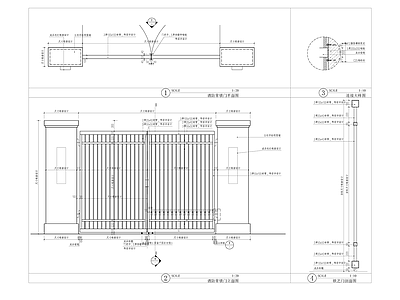 景观消防铁艺门节点 施工图 通用节点