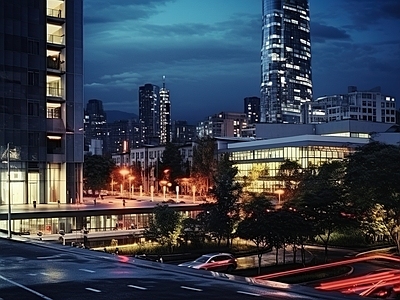 夜晚灯光城市街道