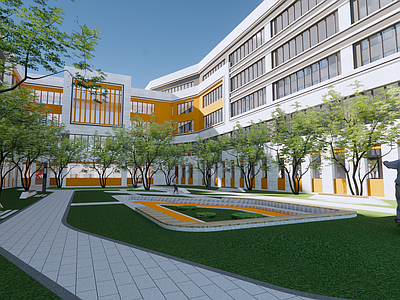 现代校园景观 学校 教学楼