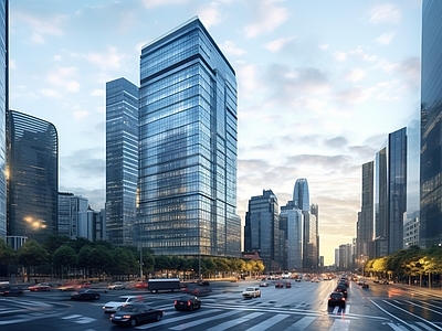 现代城市街道外景